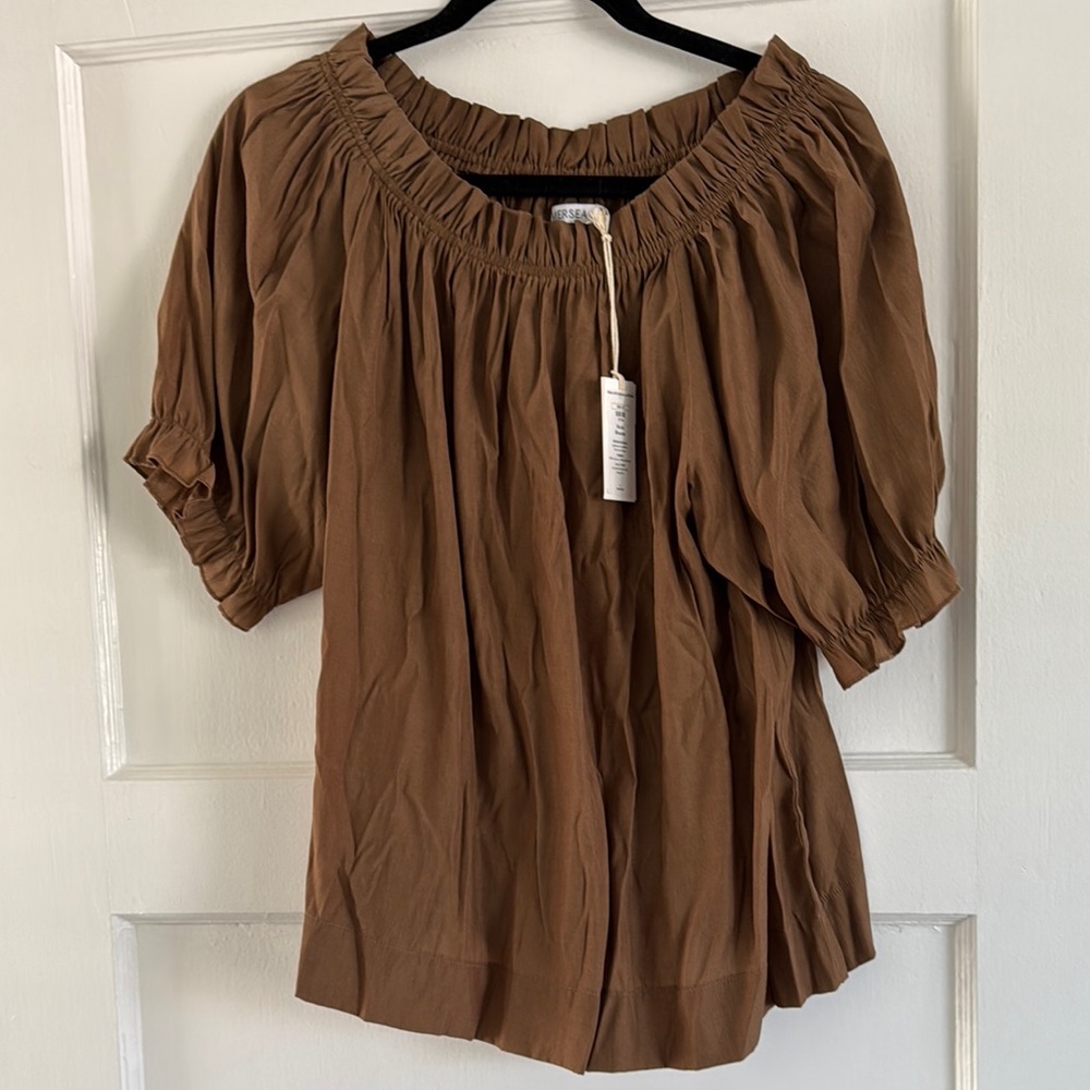 Brown Off-Shoulder Women's Top